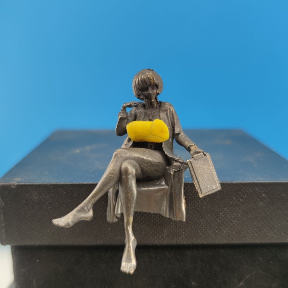 Medical Lab Officer - 6cm Antique Brass Female Doctor Sculpture